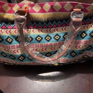 Weekender Bag - Western Print on one side & B/W Print on other side & Strap!
